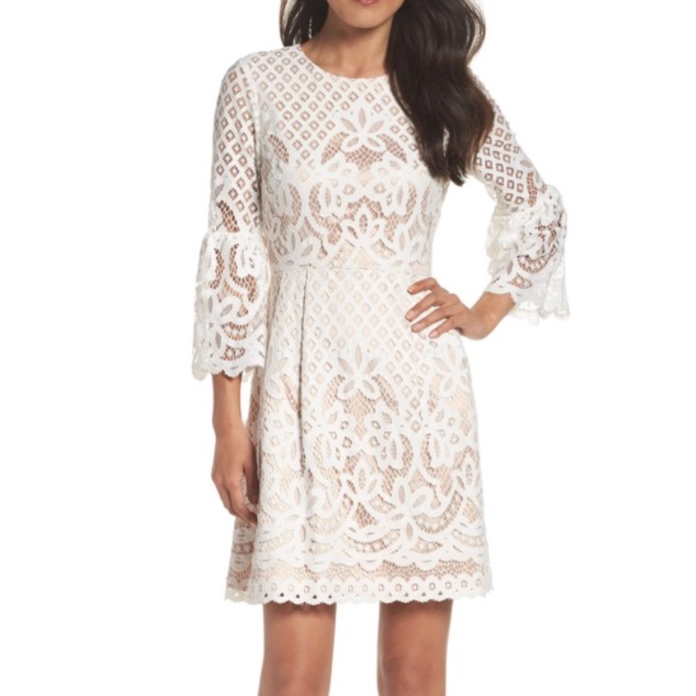 Eliza J Bell sleeve, fit & flare dress